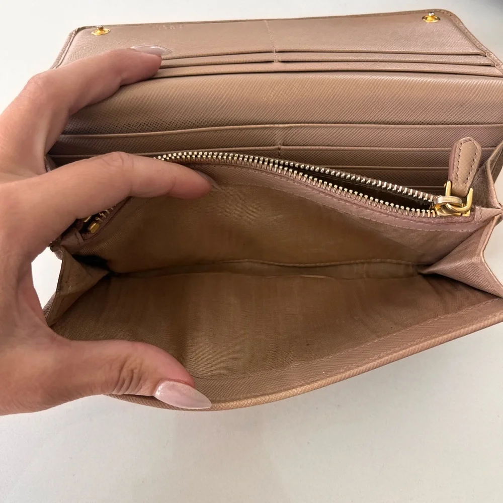 Authentic Prada Beige Leather Long Wallet - Picture 9 of 14